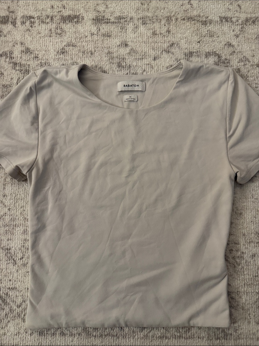 Babaton Short Sleeve Crew Neck Top in Light Gray